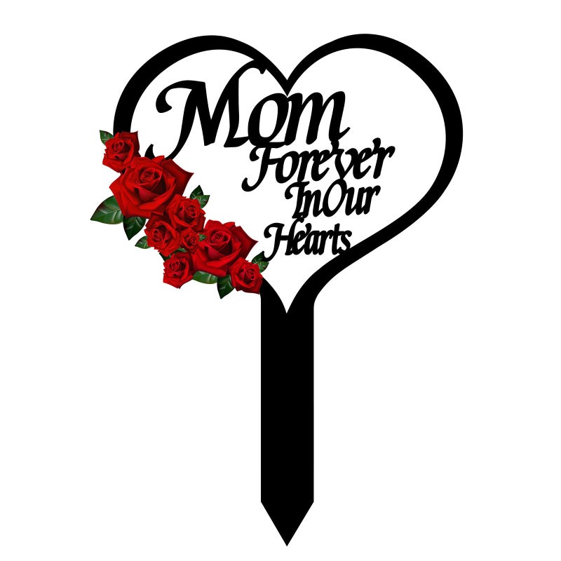 OZIO Memorial Grave Markers for Cemetery, Heart Memorial Plaque Stake Cardinals Garden Stake Memorial Metal Grave Stake Decoration for Mom Dad Cemetery Outdoors Yard Garden - Image 1